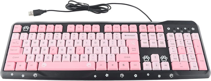 Tbest Sanrio Tastatur, wiederaufladbar, komplett, niedlich, mit Ziffernblock, USB-Tastatur, kabelgeb