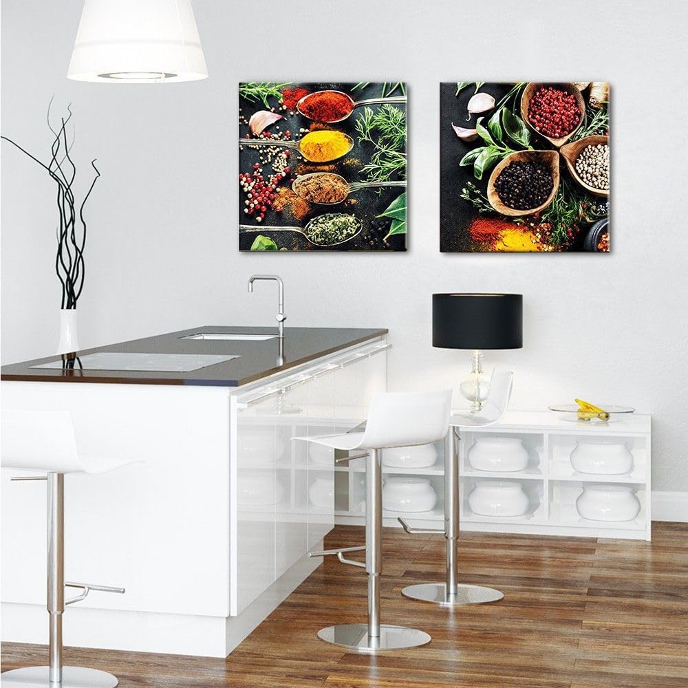 artissimo, Glasbild, 50x50cm, AG2113A, Spice I, Küchenbild, Gewürze, Bild aus Glas, moderne Wanddeko