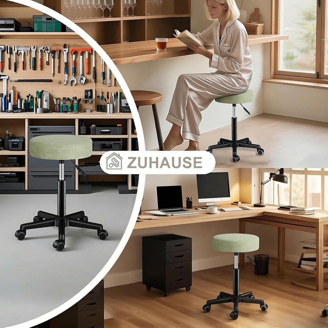 Zedelmaier Rollhocker höhenverstellbar, Bürohocker mit Gummirollen, 360° drehbar Hocker mit Rollen &