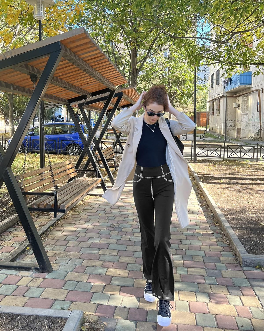 G4Free Activewear-Hosen für Damen mit 4 Taschen Bootcut Jeans Yoga Hosen Damen Stretch Hohe Taille Y