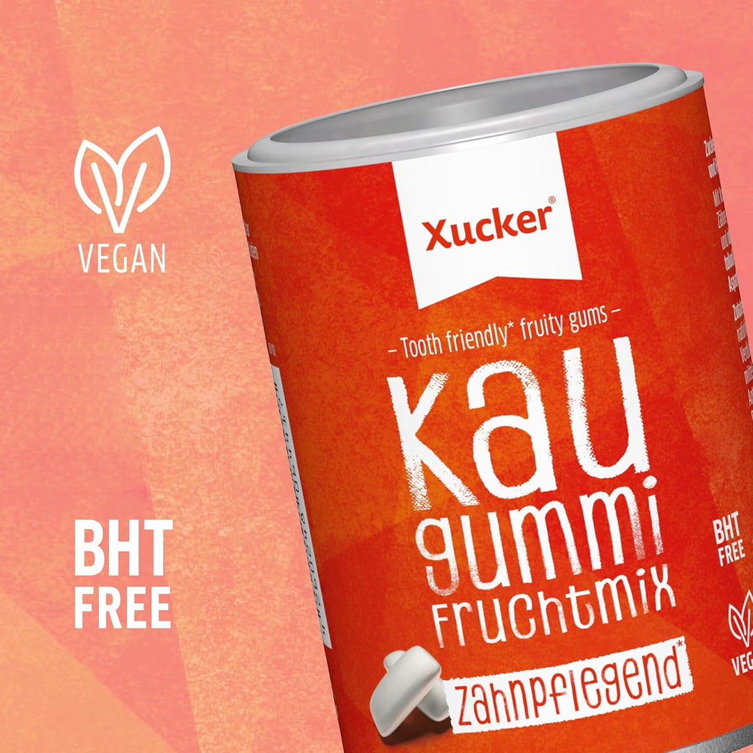 Xucker Zuckerfreie Zahnpflege Kaugummis Fruchtmix - Xylit Kaugummi zuckerfrei mit Frucht-Geschmack I