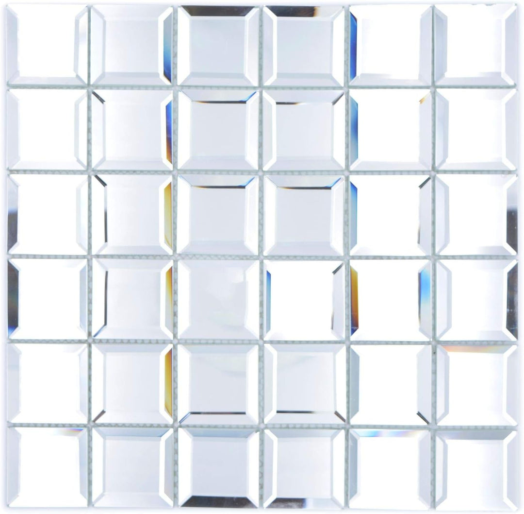 Mosaik Fliese Glasmosaik Quadrat Quadrat Mirror Metro Spiegelmosaik für WAND KÜCHE Wandverblender Fl