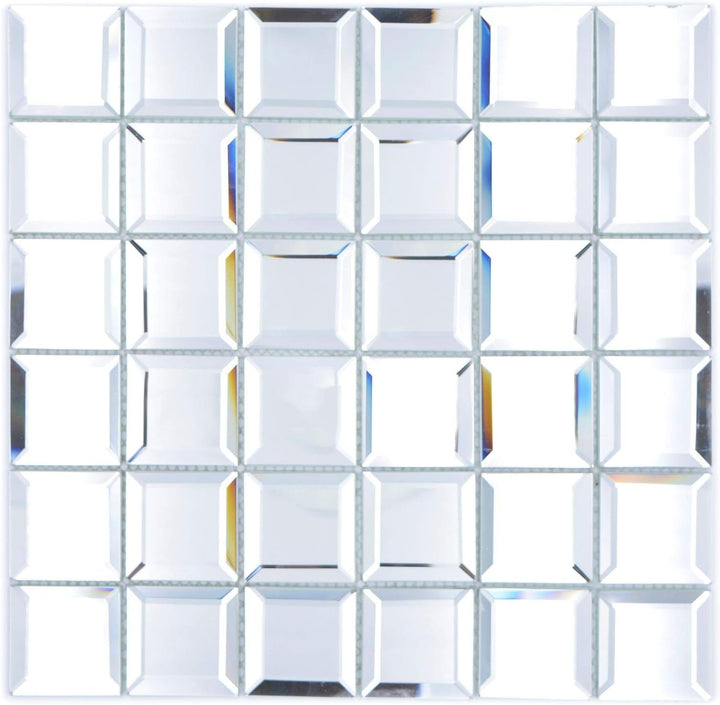 Mosaik Fliese Glasmosaik Quadrat Quadrat Mirror Metro Spiegelmosaik für WAND KÜCHE Wandverblender Fl