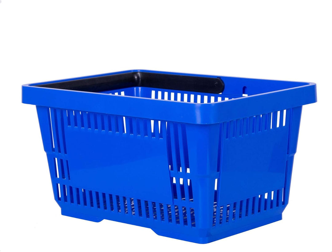 goodsforbusiness GmbH 10x Einkaufskorb blau 22l mit 1 Tragebügel Kunststoffkorb Körbe stapelbar | Tr