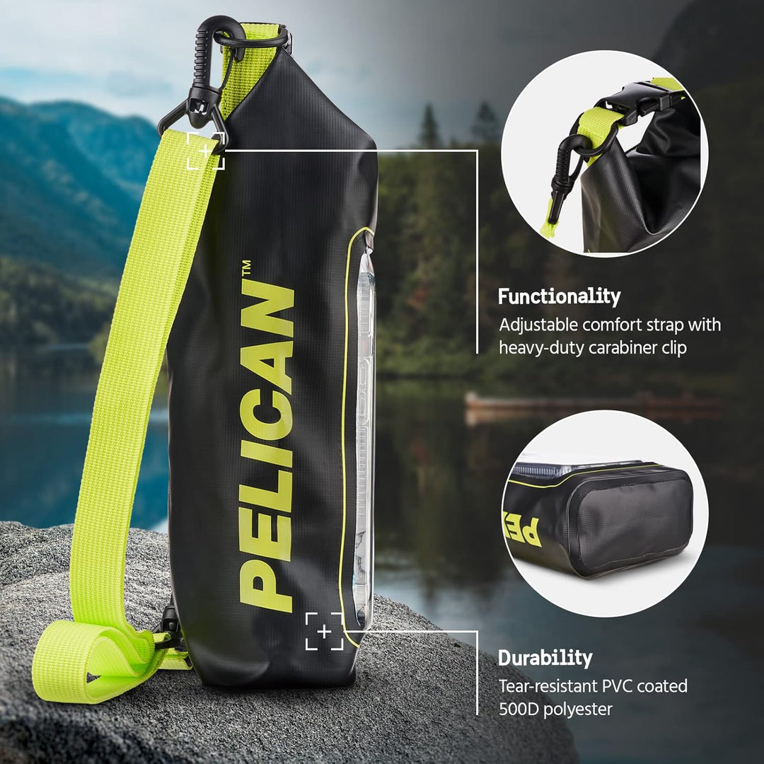 Pelican Marine Wasserdichter Roll-Top Dry Bag Dry Bag - Black/Hi-vis Yellow, Dry Bag - Black/Hi-vis