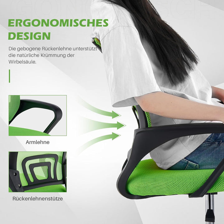 TUKAILAI Bürostuhl Ergonomisch, Schreibtischstuhl aus Netzstoff, Chefsessel mit Lendenwirbelstütze,