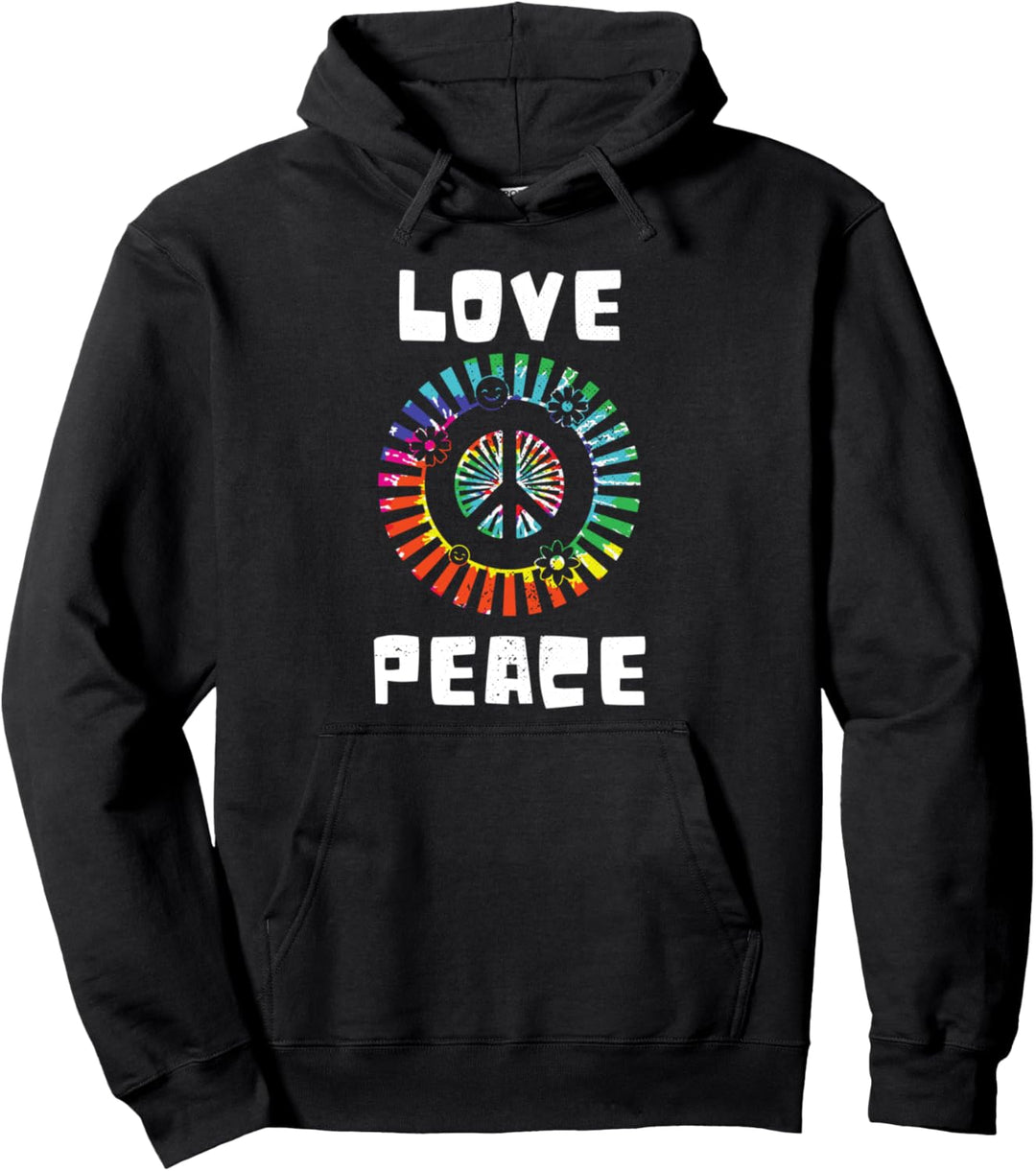 Friedenssymbol Groovy Peace-Zeichen Hippie 60er 70er Jahre bunt Pullover Hoodie