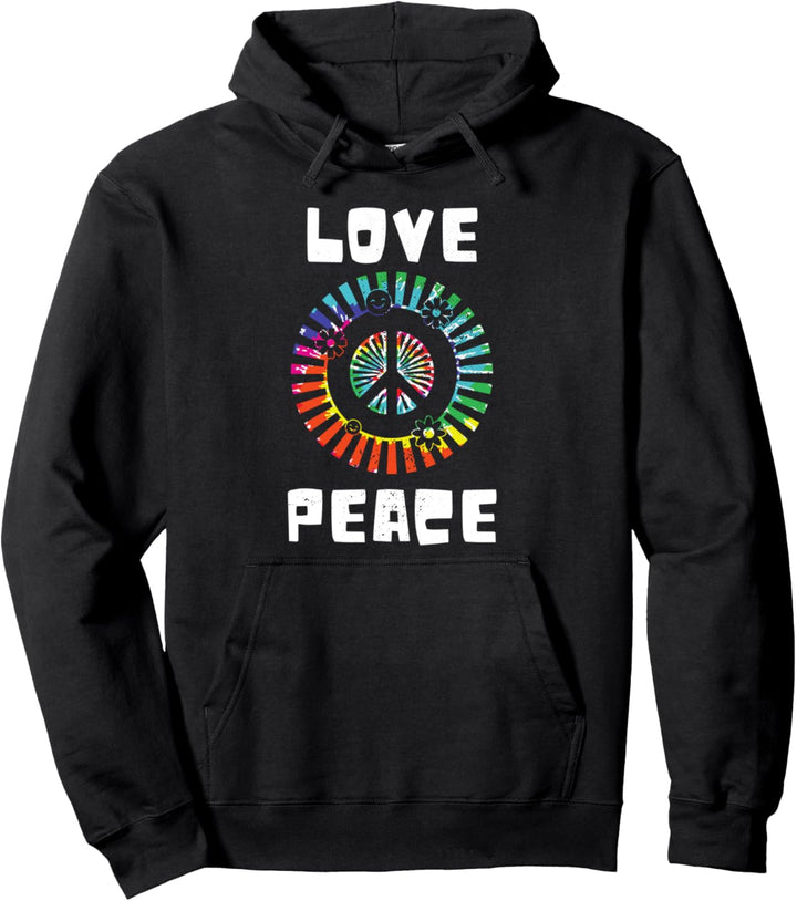 Friedenssymbol Groovy Peace-Zeichen Hippie 60er 70er Jahre bunt Pullover Hoodie