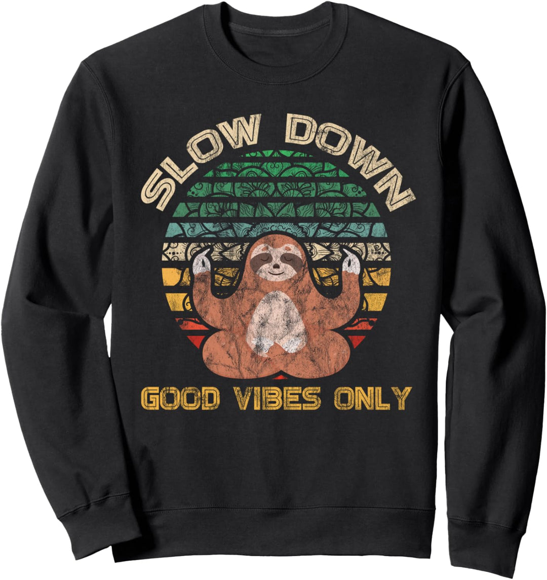 Cooles Hipster Yoga Faultier "SLOW DOWN" Geschenk Schlaf Sweatshirt