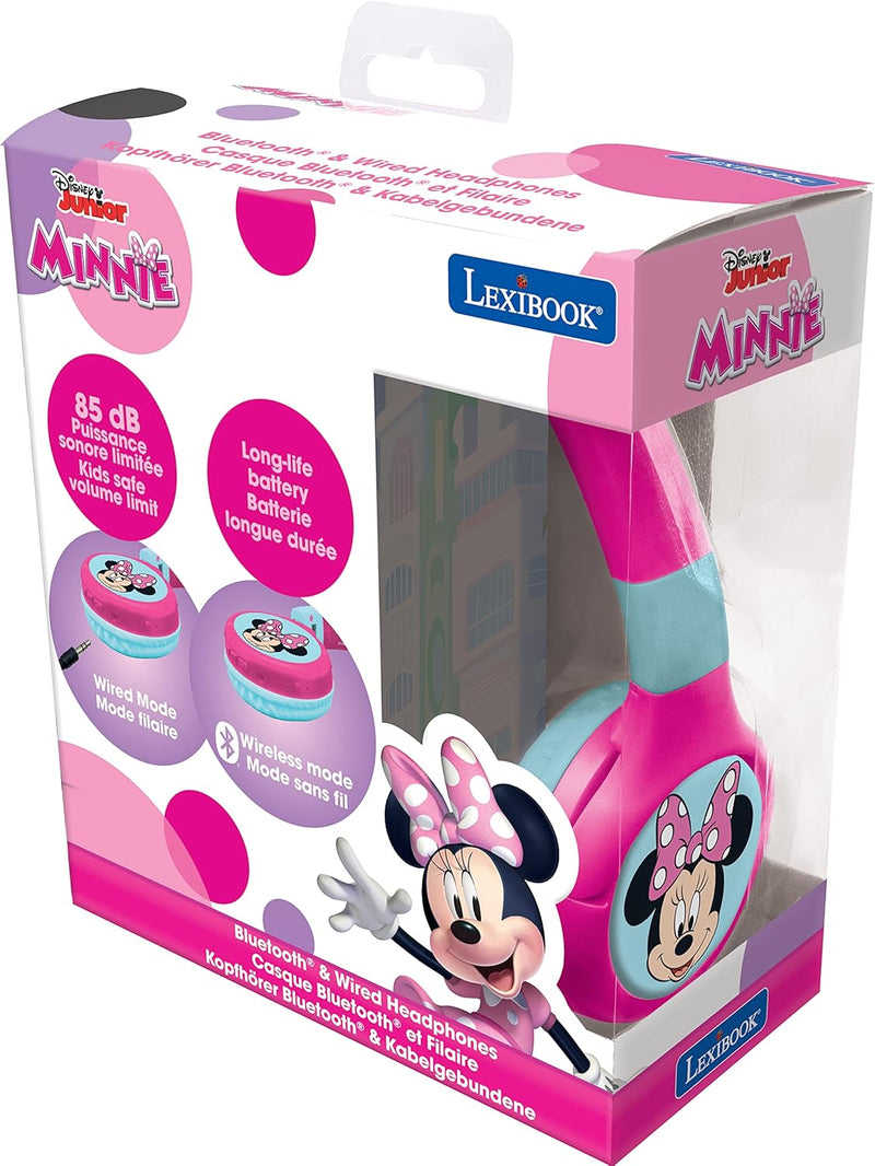 Lexibook, Minnie, 2-in-1-Bluetooth-Kopfhörer für Kinder, Stereo, drahtlos, kabelgebunden, kindersich