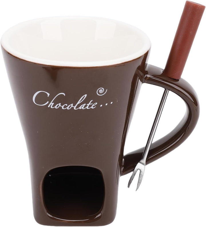Agatige Keramikschokoladenschmelzmolkerte, Mini Fondue Coffee Coffee Tasse Fondue Pot Set mit Gabel