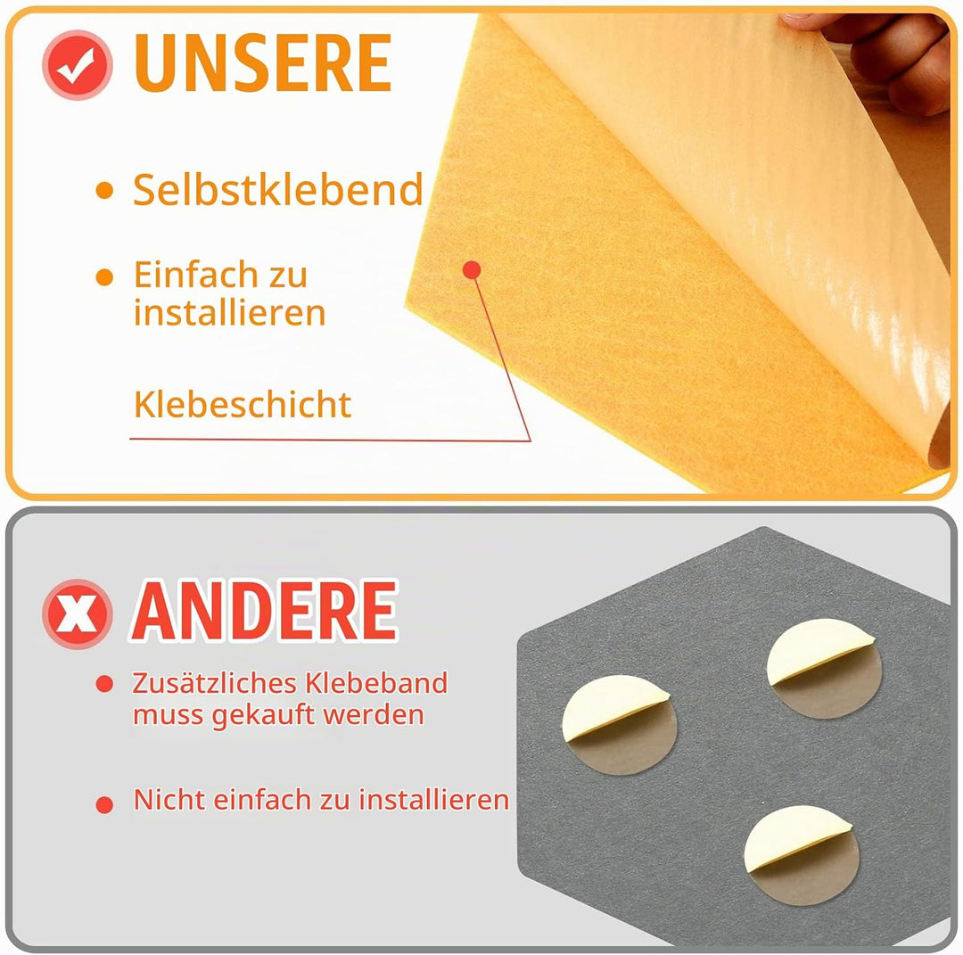 Rdutuok 12 Stück Selbstklebend Akustik Panel,30x26x1cm Hexagon Akustik Absorber Schallschutzplatten