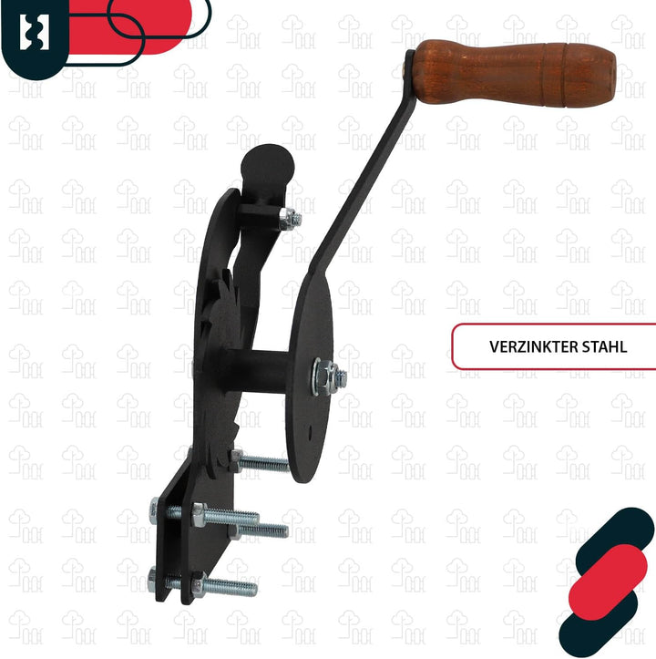 KOTARBAU® Seilzug mit Kurbel für Grill Schwarz Perfekt für Grillreffen mit Bratwürstchen