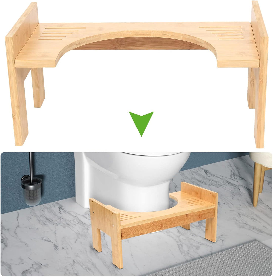 Toilettenhocker Erwachsene, Toilettenhocker WC-Hocker aus Bambus toilettenhocker holz, Tragbar 7-9in