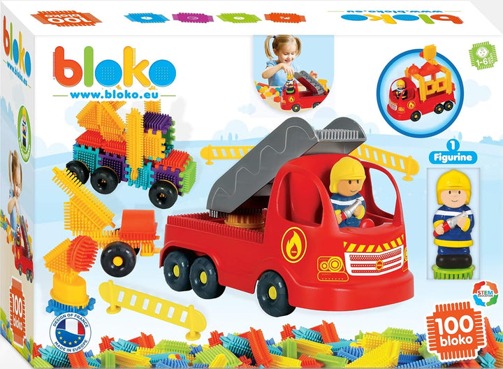 BLOKO - 100 Feuerwehrauto - Ab 12 Monaten Konstruktionsspielzeug 1. Alter - 503692