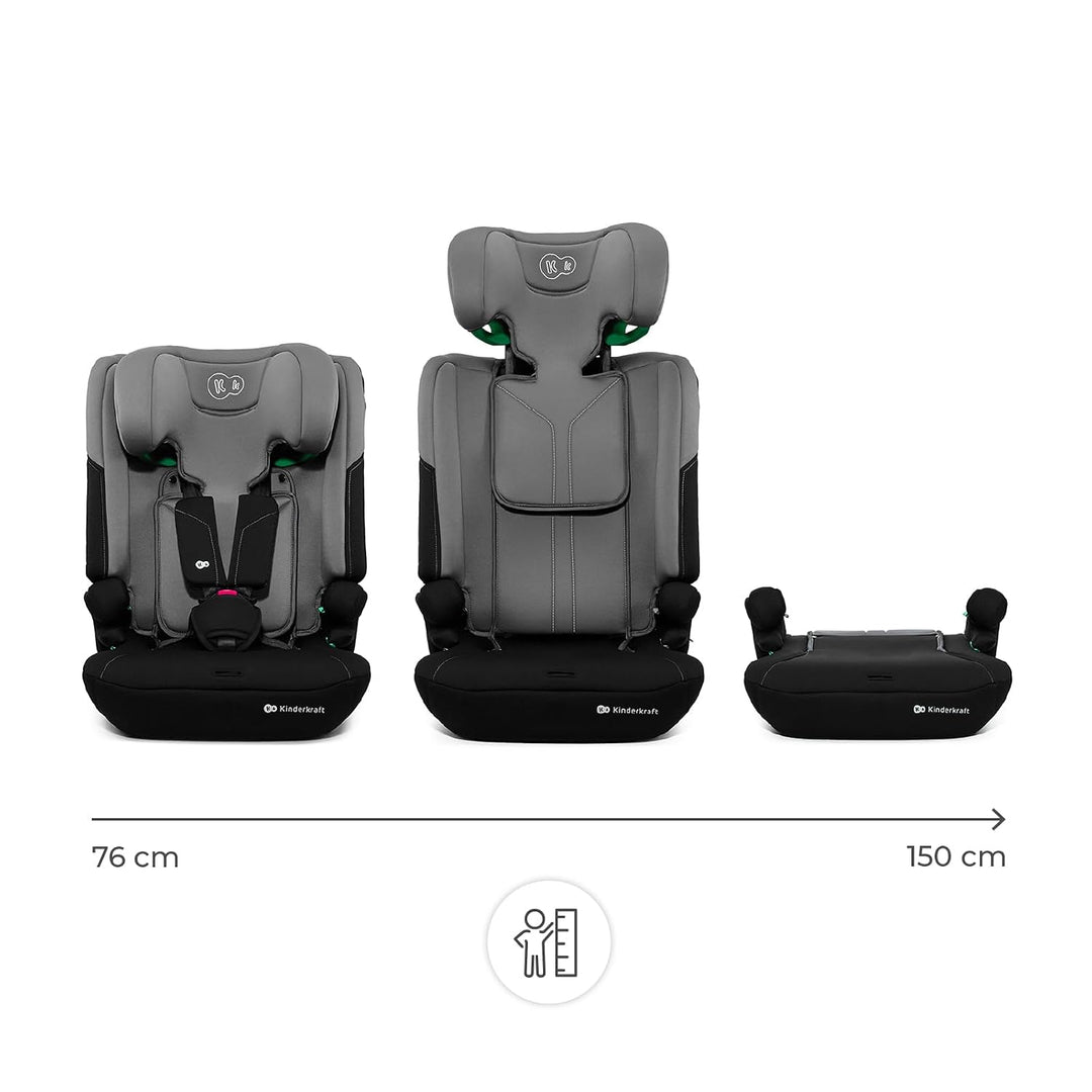 Kinderkraft I-COMFY, Autositz, Für Kinder, Reguliert (76-150cm), Verstellbare Rückenlehne, 5-Punkt-S