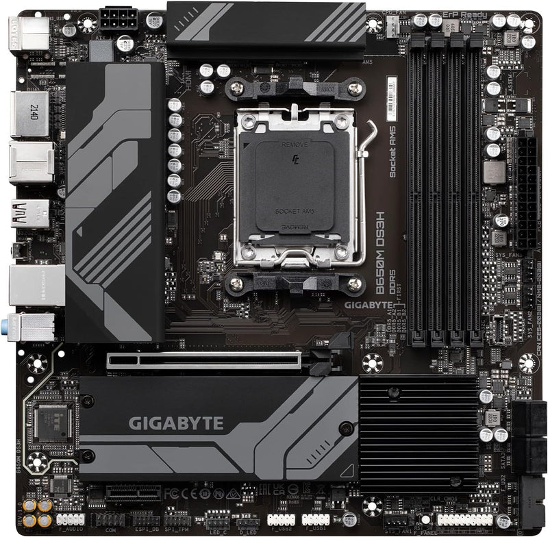 GIGABYTE B650M DS3H (AM5/ LGA 1718/ AMD/ B650/ Micro ATX/ 5 Jahre Garantie/ DDR5/ PCIe 4.0 M.2/ PCIe