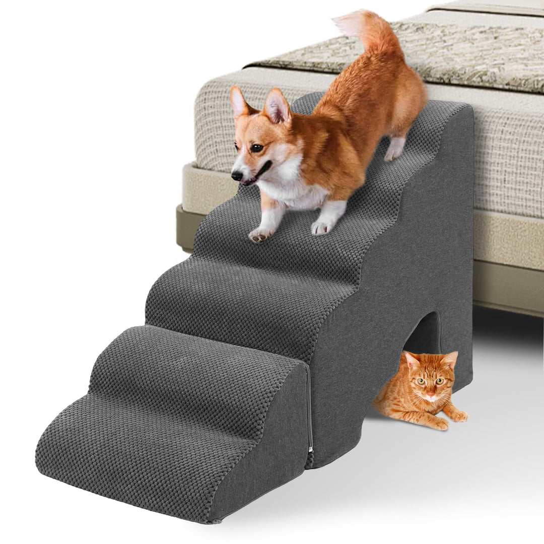 Hundetreppe 60cm Hoch für Bett, 6 Stufen Hunderampe für Boxspringbett, rutschfeste Haustiertreppe/Ra