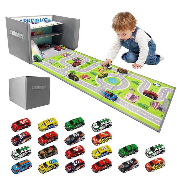 Spielzeug Garage für Autos Parkhaus für Kinder: 3 In1 Faltbar Auto Garage Kinder mit 20 Autos - Auto