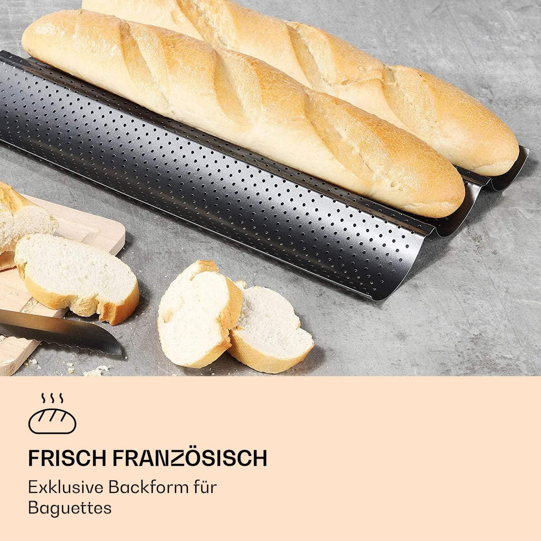 Baguette-Backblech, 3er Set mit 3 Mulden, Spülmaschinenfest, Antihaft Metall-Backform für Brot und B