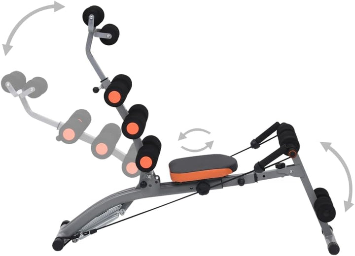 vidaXL Bauchtrainer in L-Form mit Elastischen Bändern Verstellbare Rückenlehne Rückentrainer Bauchmu