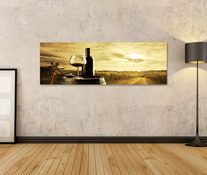 islandburner Bild auf Leinwand Rotwein Flasche Und Glas Wein Auf Fass Bilder Wandbilder Poster Leinw