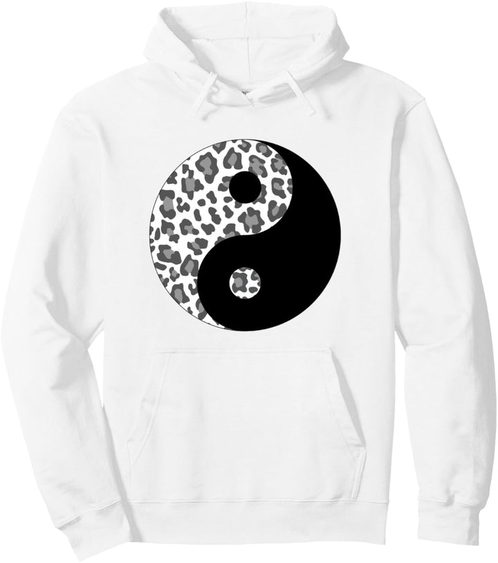 Yin Yang schwarz-grauer Leoparden-Print Pullover Hoodie