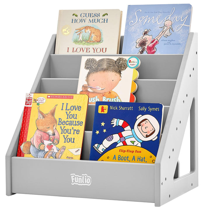 FUNLIO Montessori-Bücherregal für Kleinkinder von 1–5 Jahren, nach vorne gerichtetes Kinderbücherreg