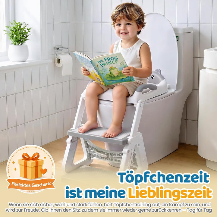 Orzbow Toilettensitz Kinder mit Treppe, Stabil Kinder Toilettensitz mit Dreiecksstruktur, Verlängert