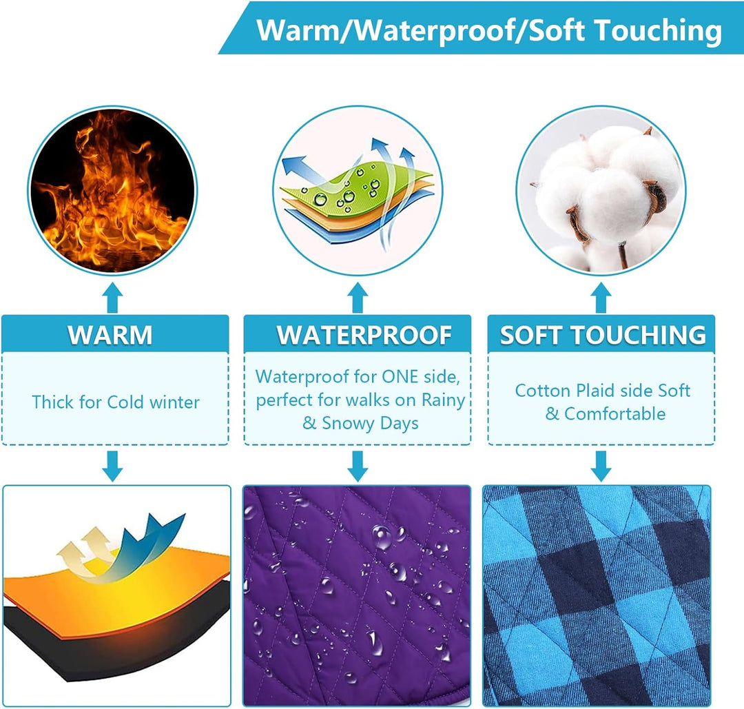Geyecete Hundemantel Dackel, Dackel Wintermantel, Warmer Quilten Dackelmantel mit Geschirr Loch,Wind