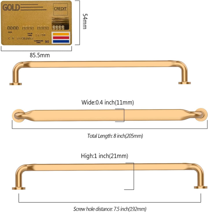 Amerdeco 10 Stück Möbelgriffe Champagner Bronze, 192mm Lochabstand, Zinklegierung Schubladengriffe &amp;