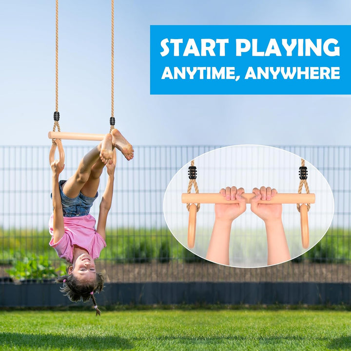 Trapez Schaukel, Trapez Stange Outdoor mit Turnringen Multifunktions Schaukel Kinder mit Verstellbar