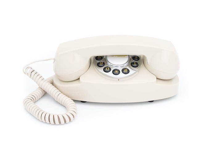 ProTelX Audrey Retro Telefon mit Tasten, 1950er-Jahre-Design Elfenbeinfarben, Elfenbeinfarben