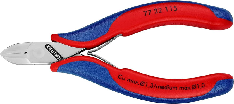 Knipex Elektronik-Seitenschneider mit Mehrkomponenten-Hüllen 115 mm 77 22 115 runder Kopf, ohne Face