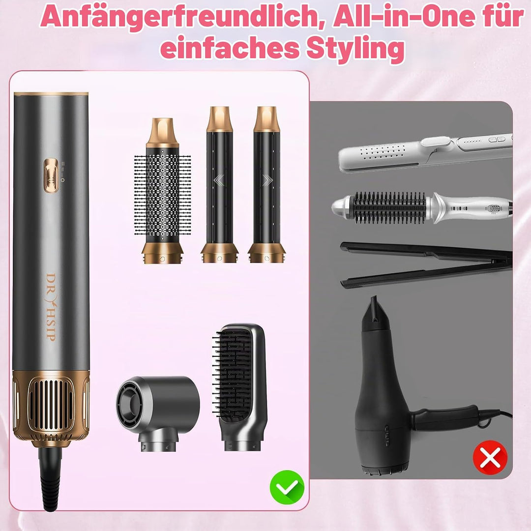 5 in 1 Warmluftbürste, Hairstyler Föhnbürste Volumen Lockenstab | Rundbürstenföhn, Warmluftbürste &amp;