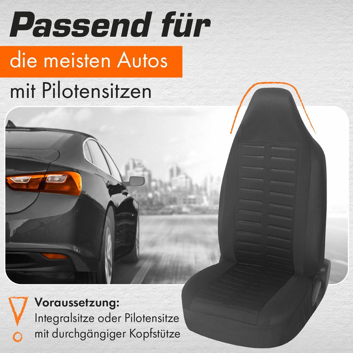 Upgrade4cars Autositzbezüge Set für Pilotensitze | Autositzbezug Komplettset in Schwarz | Autoschonb