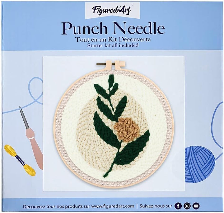Figured'Art Punch Needle Set für Erwachsene - Stickerei, ideal für Anfänger - Blühender Zweig - 20x2