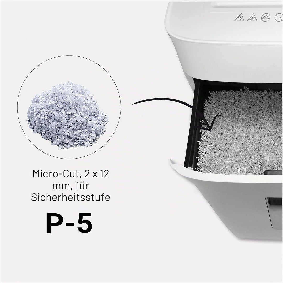 DESQ® Aktenvernichter Sicherheitsstufe P5 - Microcut (2500 Partikel/A4), 2 x 12 mm, 20 Liter, 10 min