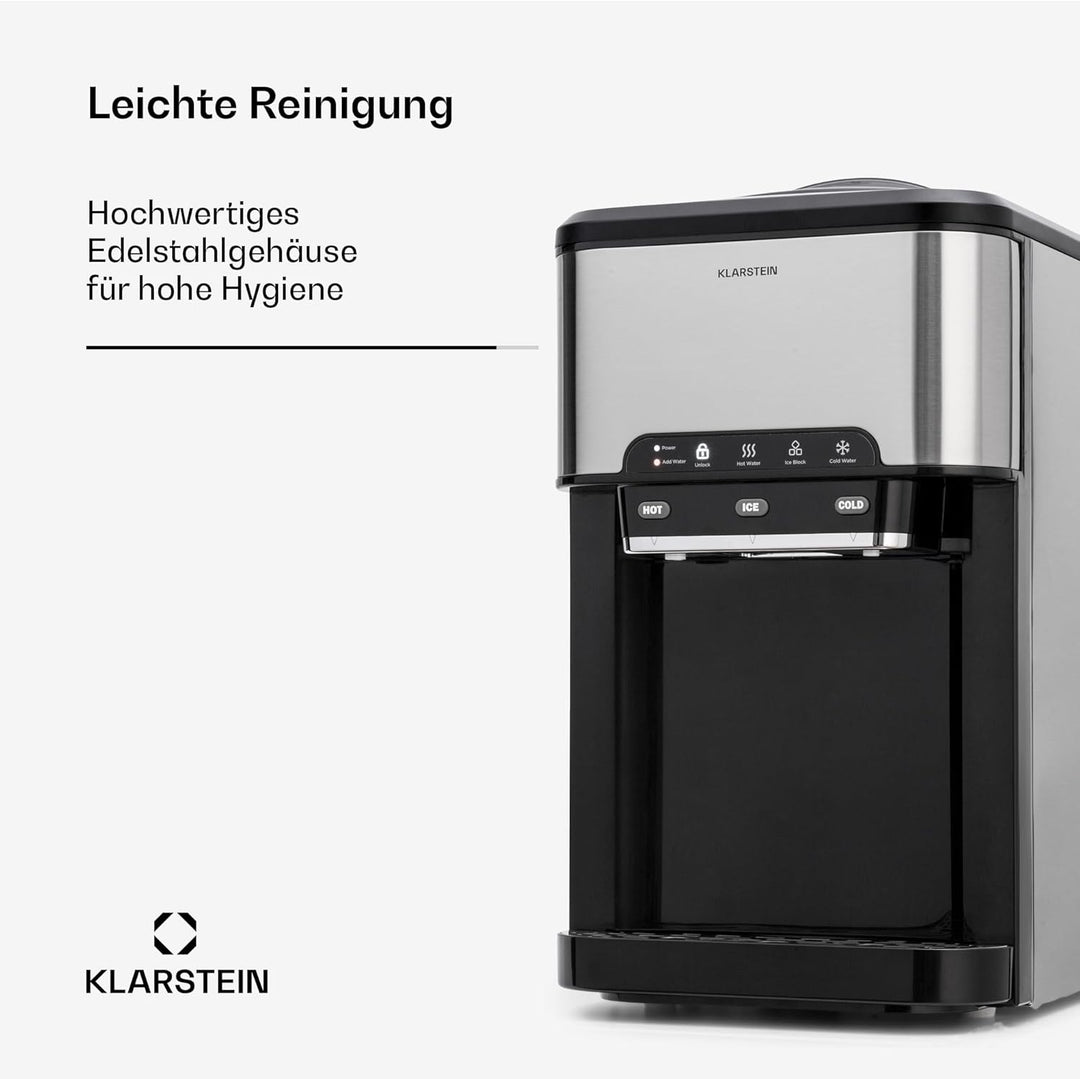 Klarstein Eiswürfelmaschine für Zuhause Camping Gastro, Schnelle Mini Eiswürfelmaschine Klein, Profi