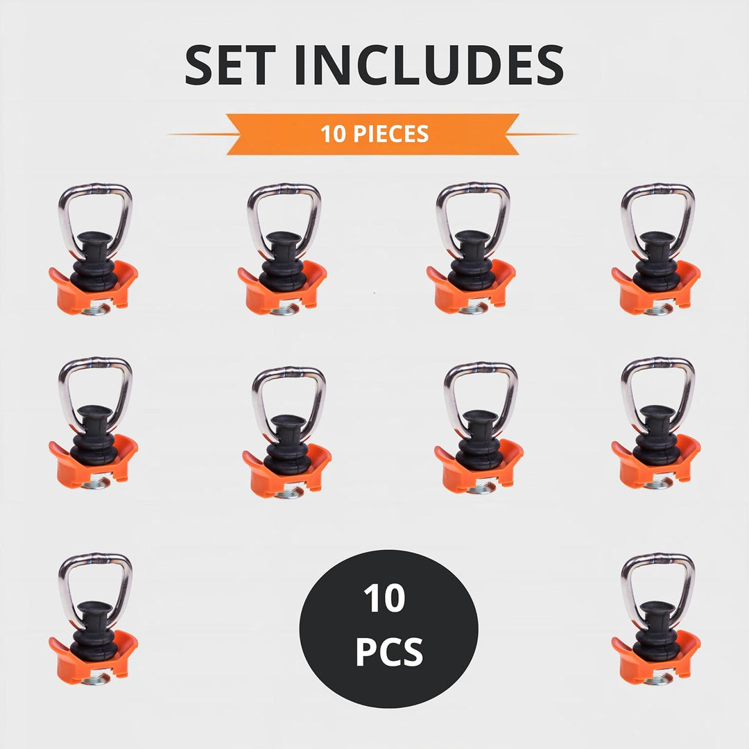 4 oder 10 Stück Airline Fitting (Silber/Orange) - Airlineschiene Zurröse mit Ring 1000 kg Tragfähigk