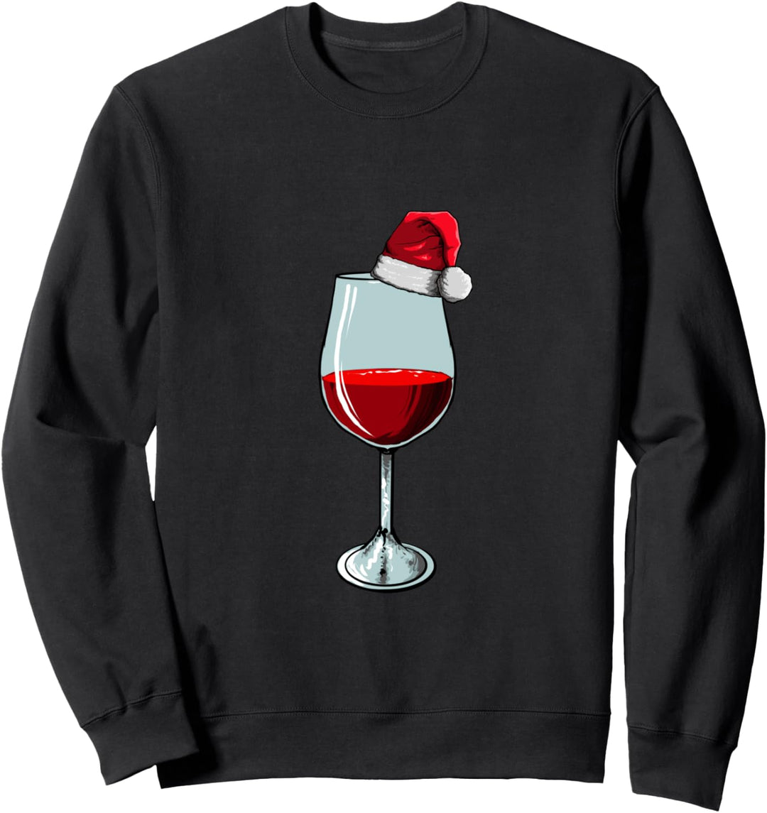 Santa Wine Glass Christmas Wine Glass Funny Wine Drinkers Sweatshirt