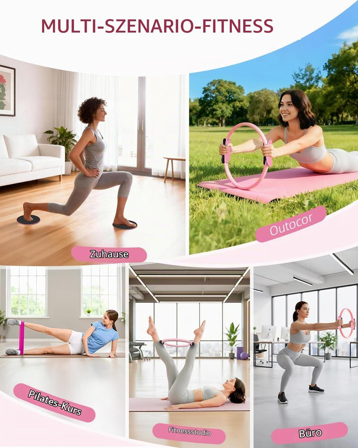 Abahub Pilates Ring Set, 35CM Magic Circle, 25CM Mini Ball,5er Set Fitnessbänder,Yoga Socken,Gleitsc