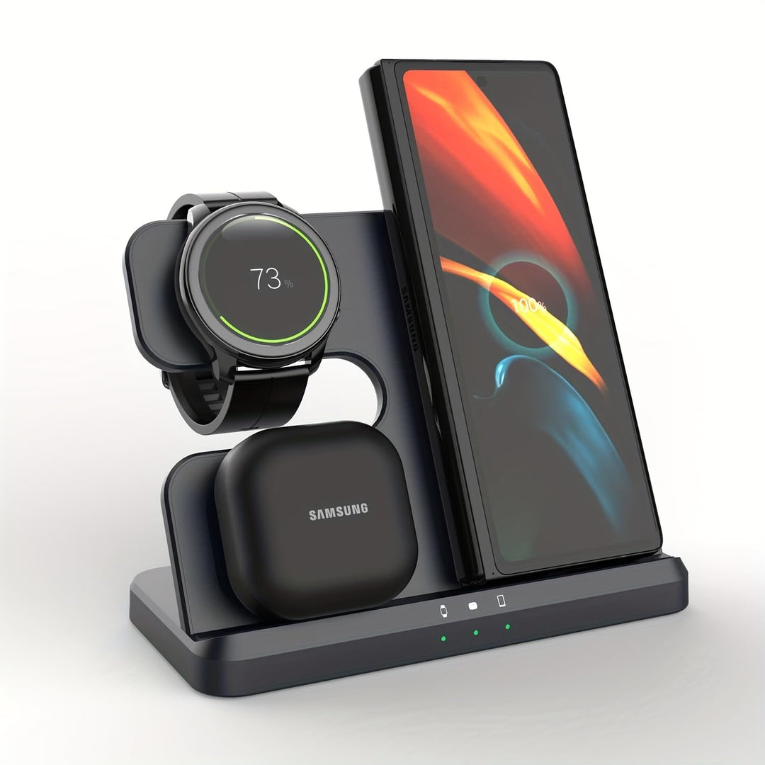3 in 1 Induktive Ladestation für Samsung, Wireless Charger Kabelloses Ladegerät for Galaxy S25/S24/S