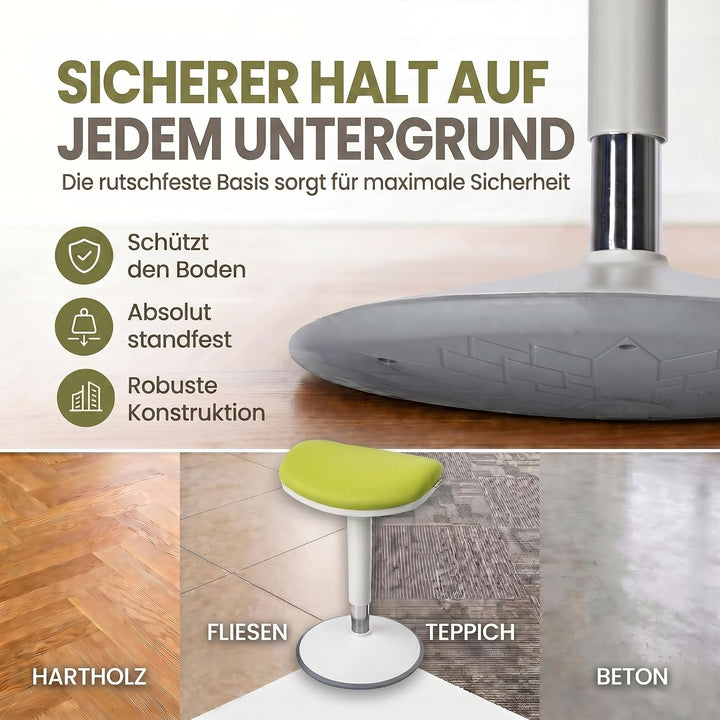 Stehhocker 35-45cm höhenverstellbar ergonomischer Wackelhocker Grün Small, Grün Small