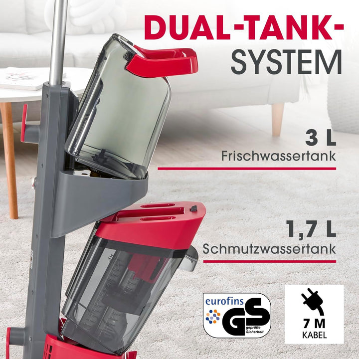 CLEANmaxx AquaStream Plus DUO Teppichreiniger | 3in1 Bodenreiniger für Teppich, Hartböden & als Pols