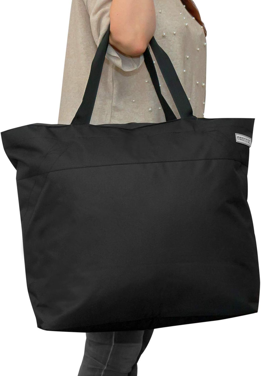 anndora XXL Shopper schwarz - Strandtasche Schultertasche Einkaufstasche, Schwarz