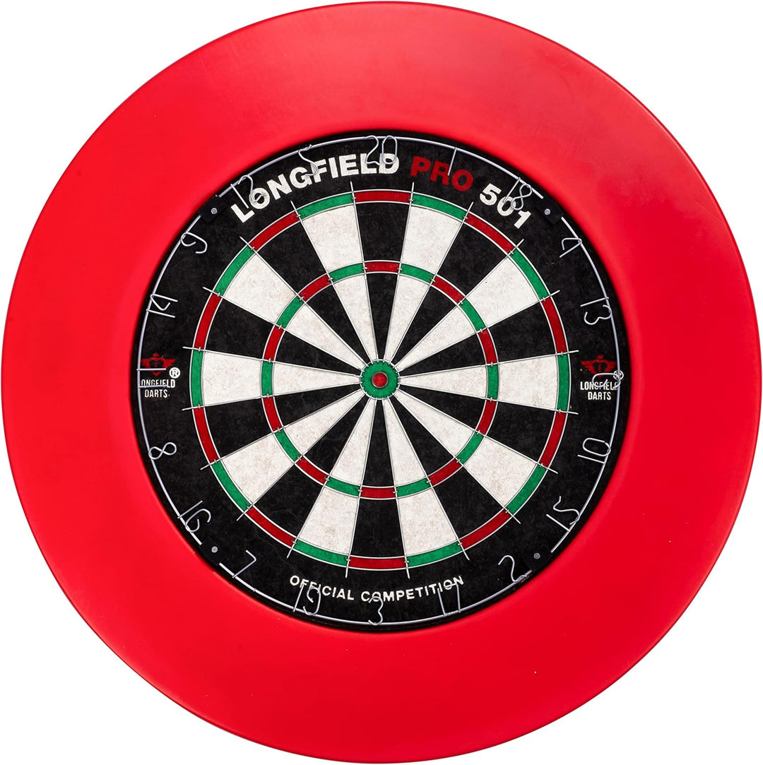Engelhart - Dartscheiben-Set: Sisal-Dartscheibe, Surround-Ring, 6 Pfeile Rot, Rot