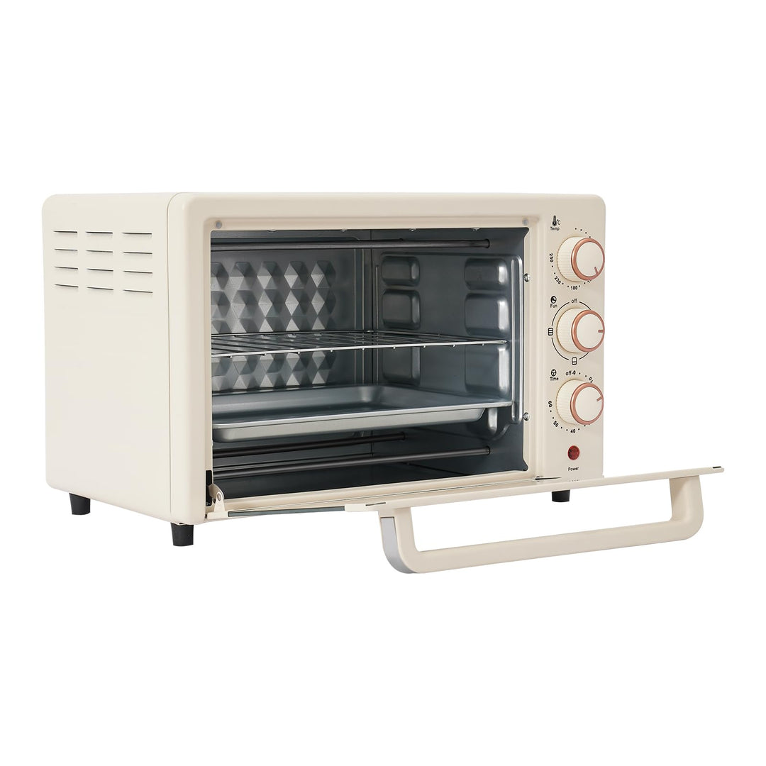 22 L Minibackofen, Klein mini Backofen mit Grillpfanne &amp; Grillrost, Thermostat verstellbar bis 250 °