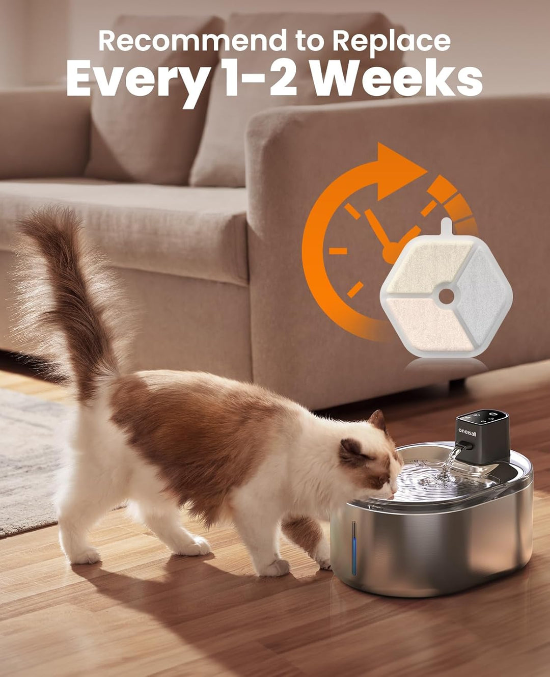 oneisall 9 Pack Ersatzfilter für kabellosen 4L Katzenbrunnen mit Bewegungsmelder, 9 Pack Ersatzfilte