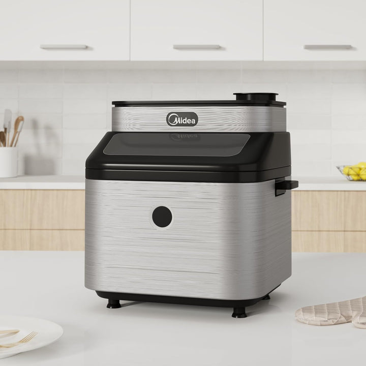 Midea DualTaste Heissluftfritteuse 7L,Airfryer xxl mit Sichtfenster,Modi saftige & knusprige,8 Progr